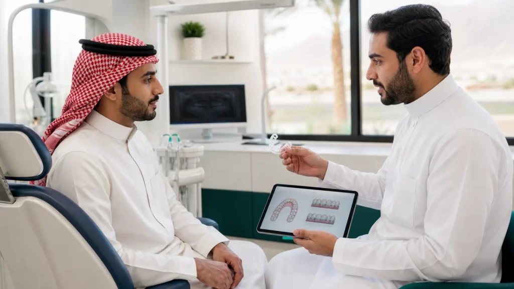 طبيب تقويم يشرح لمراجعة عوامل خطة وتكلفة الإنفزلاين