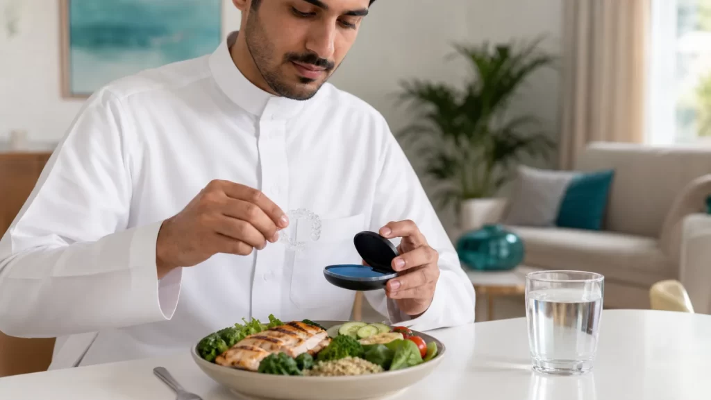 مراجع يضع قالب الإنفزلاين في علبته قبل تناول الطعام
