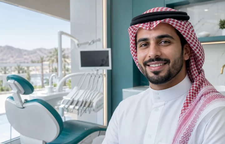 مراجع في عيادة تقويم الأسنان خلال تقييم ملاءمة الإنفزلاين